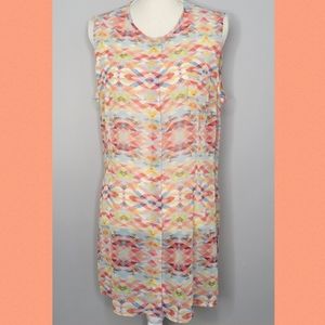 CAbi Avery Sheer Button Up Sleeveless Tunic Top size large #760